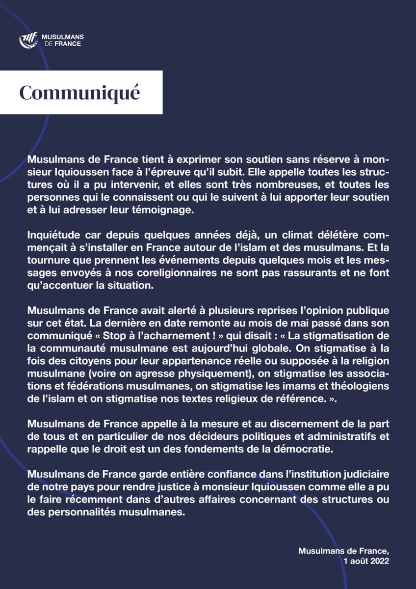 Musulmans de France (MF) tweet media