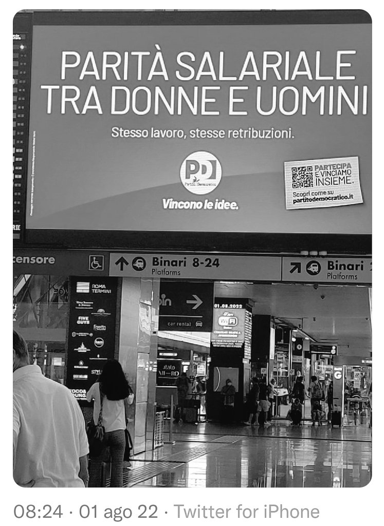 ffortuzzi's tweet image. La #Paritàsalariale socondo il #PD...
"Stesso lavoro, stesse retribuzioni"
Certo...
Dopo decenni al governo, le destre ammettono la pecca sessista e promettono:
Uomini prenderete un salario come quello delle donne.
Basta sessismo.
#ideone
#marchetteelettorali
#pinkwashing