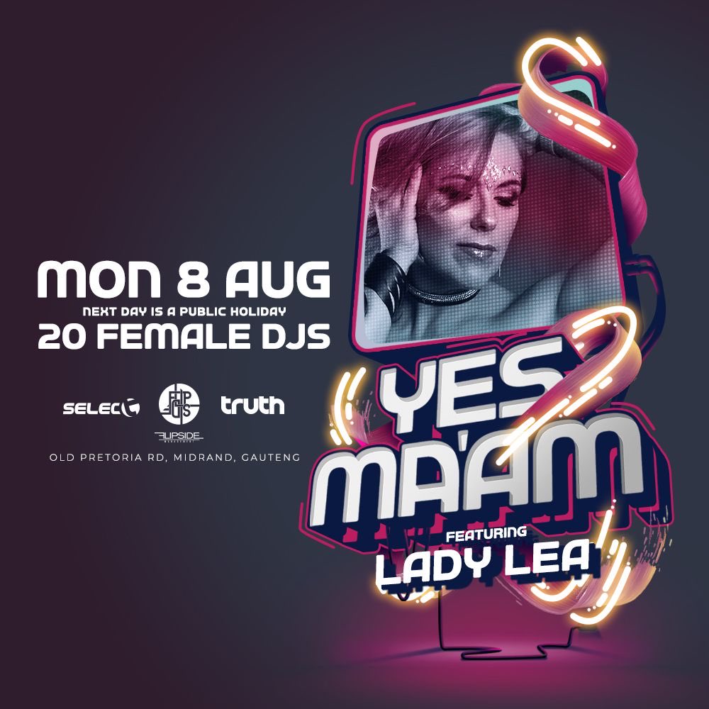 *** HEADLINER  *** 

Lady Lea will be on the Terrace between 11:30pm and 1am giving us some good Tech House vibes 🥳💃🏼🎶

Get your tickets!! 
howler.co.za/yesmaam 

#dj #djane #femaledj #yesmaam