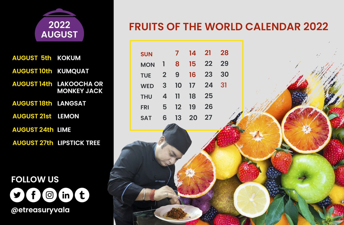 treasuryvala's tweet photo. Calendar Intro for Fruits Calendar AUGUST 2022
#etreasuryvala #calender #2022 #calender2022 #AUGUST #AUGUST2022 #calenderAUGUST #Flavor #Aroma #Piquancy #CulinaryDishes #Culinary #fruits #fruitsandsalad #fruitsandveggies #fruitsbasket #fruitstagram #fruitslover https://t.co/14xUfFJ6PF
