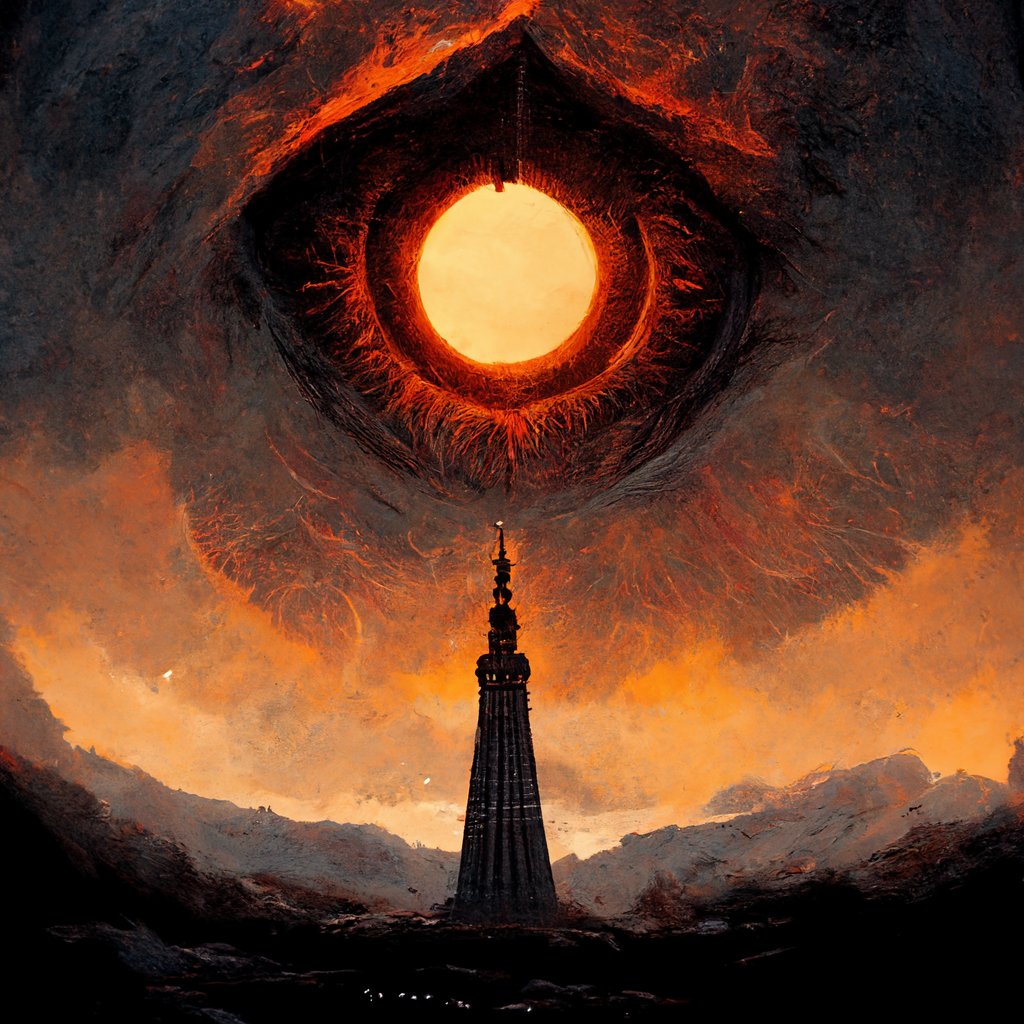 Yapay zekanın Barad-Dur'deki Sauron'un Gözü yorumu. Müthiş.