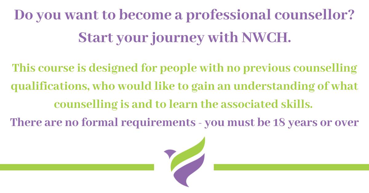 We can get you started on your journey with our Level 2 #CertificateinCounsellingSkills - courses starting on 5th Sept. Our courses are taught by our training team and all our trainers are qualified counsellors and registered with the BACP.  nwcounsellinghub.co.uk/services/train…