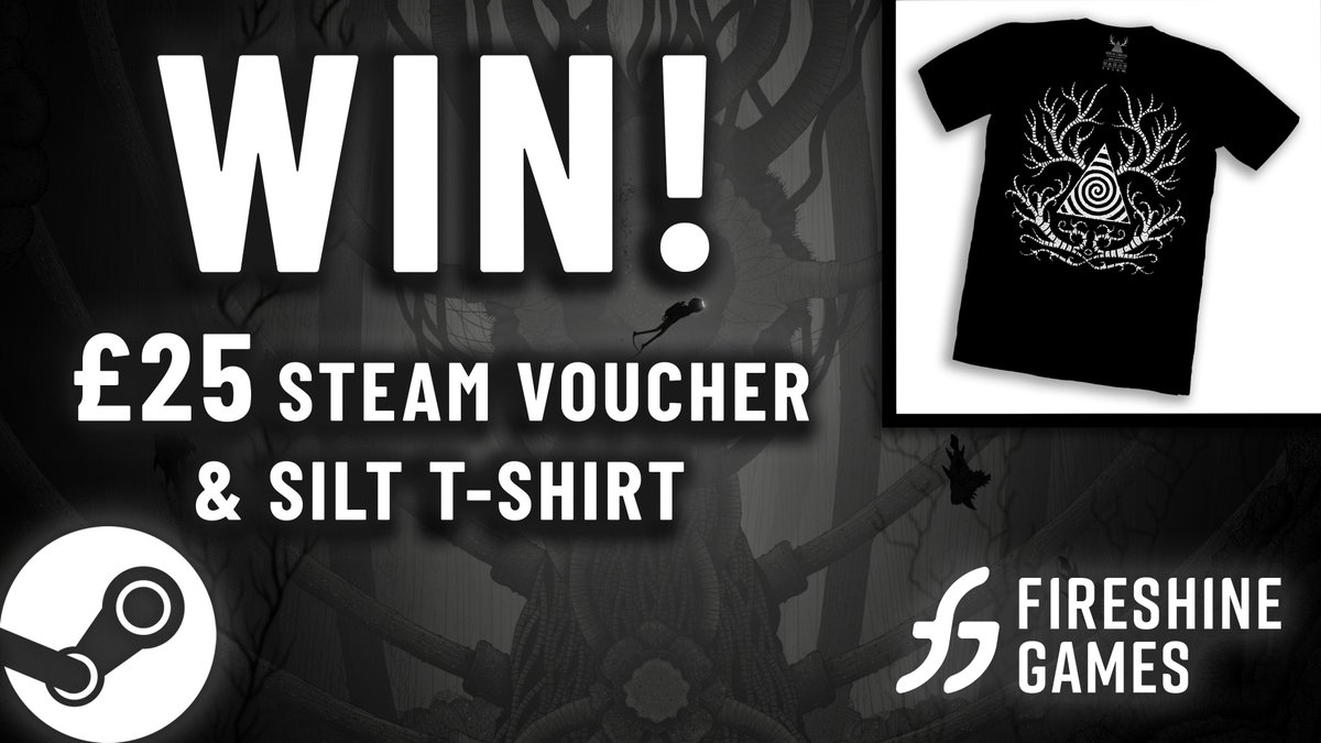 FireshineGames's tweet image. To celebrate 2 months since SILT launched, we've teamed up with @GamesCircus to give you a chance to win a £25 Steam voucher &amp;amp; t-shirt! To enter:

🤿 Follow @SILTGame 
🦈 Follow @FireshineGames 
🦀 Retweet this tweet

1 winner &amp;amp; 4 runners-up will be picked next week. Good luck!