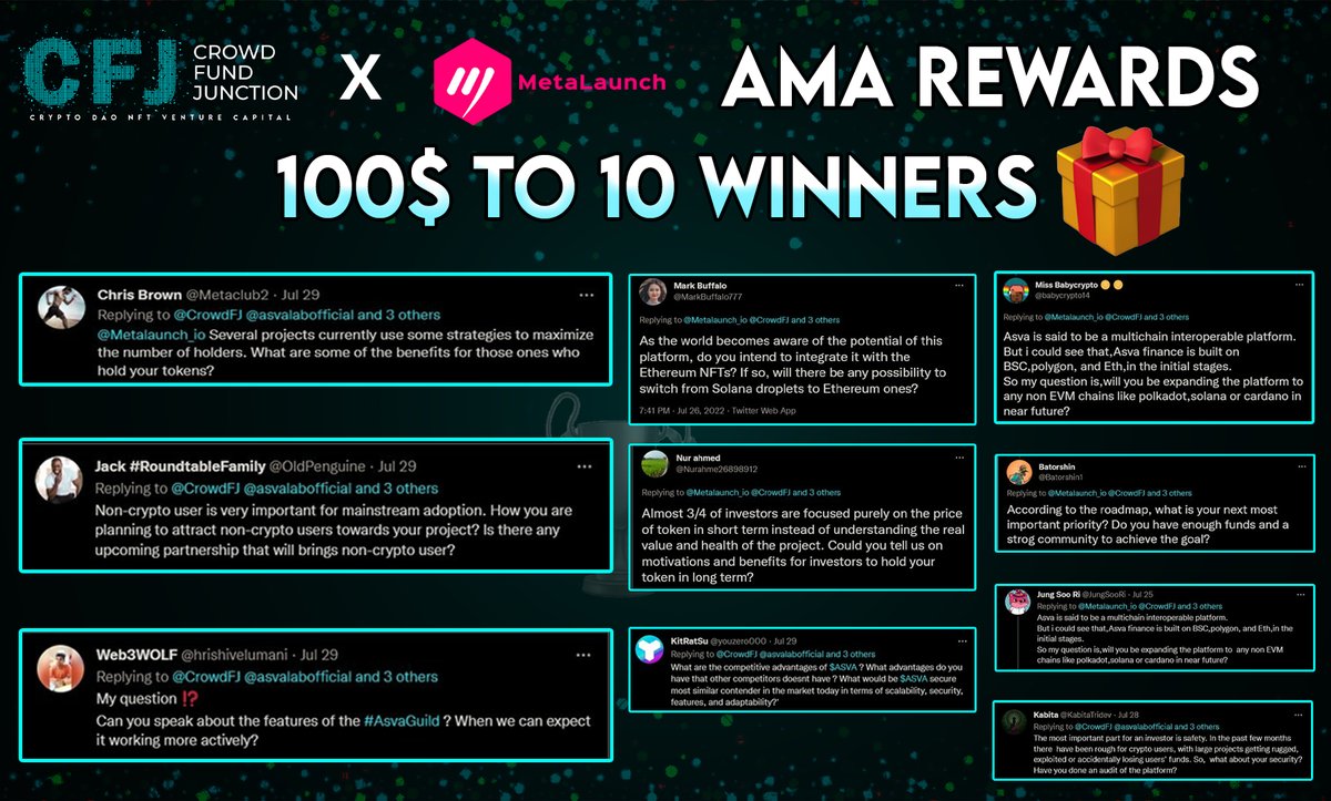 madfornft's tweet photo. Congratulations 🎉 to all the AMA winners 🏆
@asvalabofficial @Metalaunch_io 

Winners : @Batorshin1 @MarkBuffalo777 @Nurahme26898912 @babycrypto14 @OldPenguine @hrishivelumani @JungSooRi @KabitaTridev @youzero000 @Metaclub2 

Winners kindly send your #TRC20 #USDT wallet address https://t.co/luk3ng0qlp