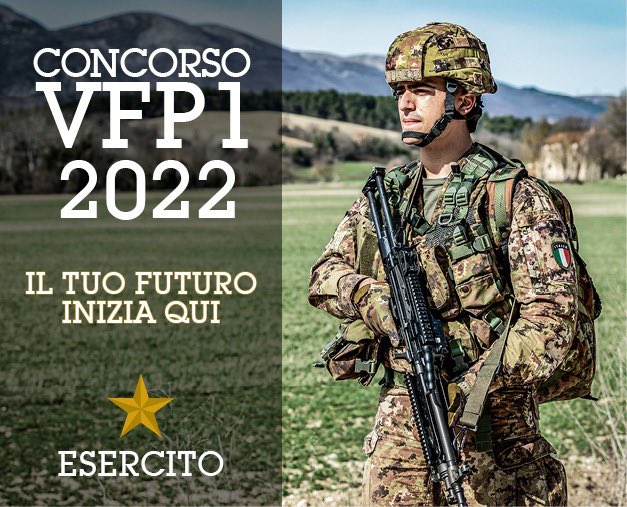 Esercito's tweet photo. Il tuo sogno è far parte dell’#EsercitoItaliano? Partecipa al concorso per Volontari in Ferma Prefissata di un anno #VFP1 – 3° Blocco 2022. Hai tempo fino al #30agosto! Clicca sul link: https://t.co/EmHyLv8dMh e lascia la tua candidatura. #concorsi #EsercitodegliItaliani https://t.co/qymgxt1AlR