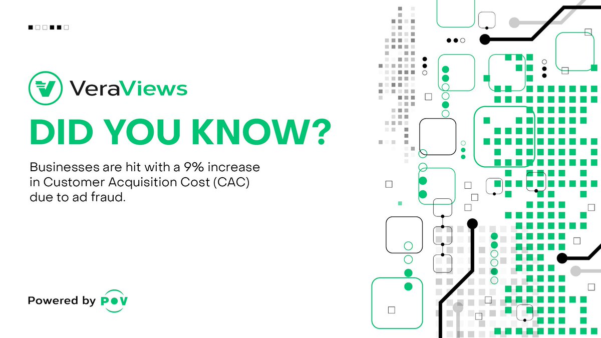 #Adfraud makes it harder for brands to reach customers, placing a 9% premium on acquisition costs.

#VeraViews prevents #advertising fraud, saving brands money, and allowing the continued growth of our sector. 

Advertisers can contact us at veraviews.com to learn more.