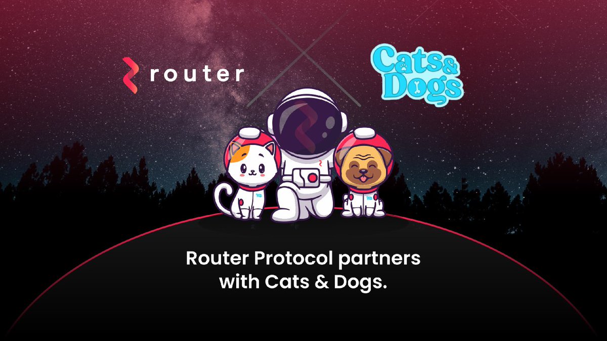routerprotocol's tweet photo. As our ecosystem continues to grow, next up is our partnership with @CDOfficialNFTs 🐱🐶

CD will be integrating the Router Widget &amp; utilize Router’s CrossTalk to allow a wider user base to access their platform &amp; to grow across multiple blockchains 🌐

ℹ️ https://t.co/kMtrinuzQP https://t.co/y727ptbN9J