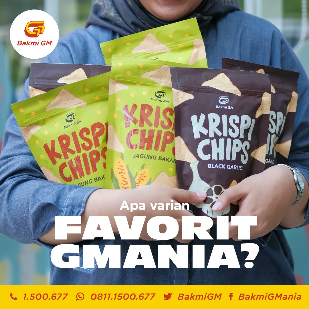 BakmiGM's tweet photo. Bisa dilihat kakak cantik ini favoritnya varian yang Black Garlic dan Jagung Bakar 😍

Apa nih kira-kira varian Krispi Chips yang jadi favorit GMania? 🤔

Yuk reply di bawah! https://t.co/ct3ljWRT6W