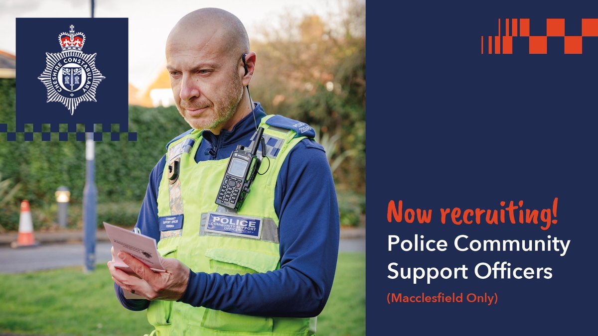 Do you see yourself defusing the fear of crime, building community trust &amp; helping keep people safe from harm? If yes, being a Police Community Support Officer (PCSO) could be the perfect role for you!

We're now recruiting in Macclesfield, apply here: orlo.uk/Lj1uJ