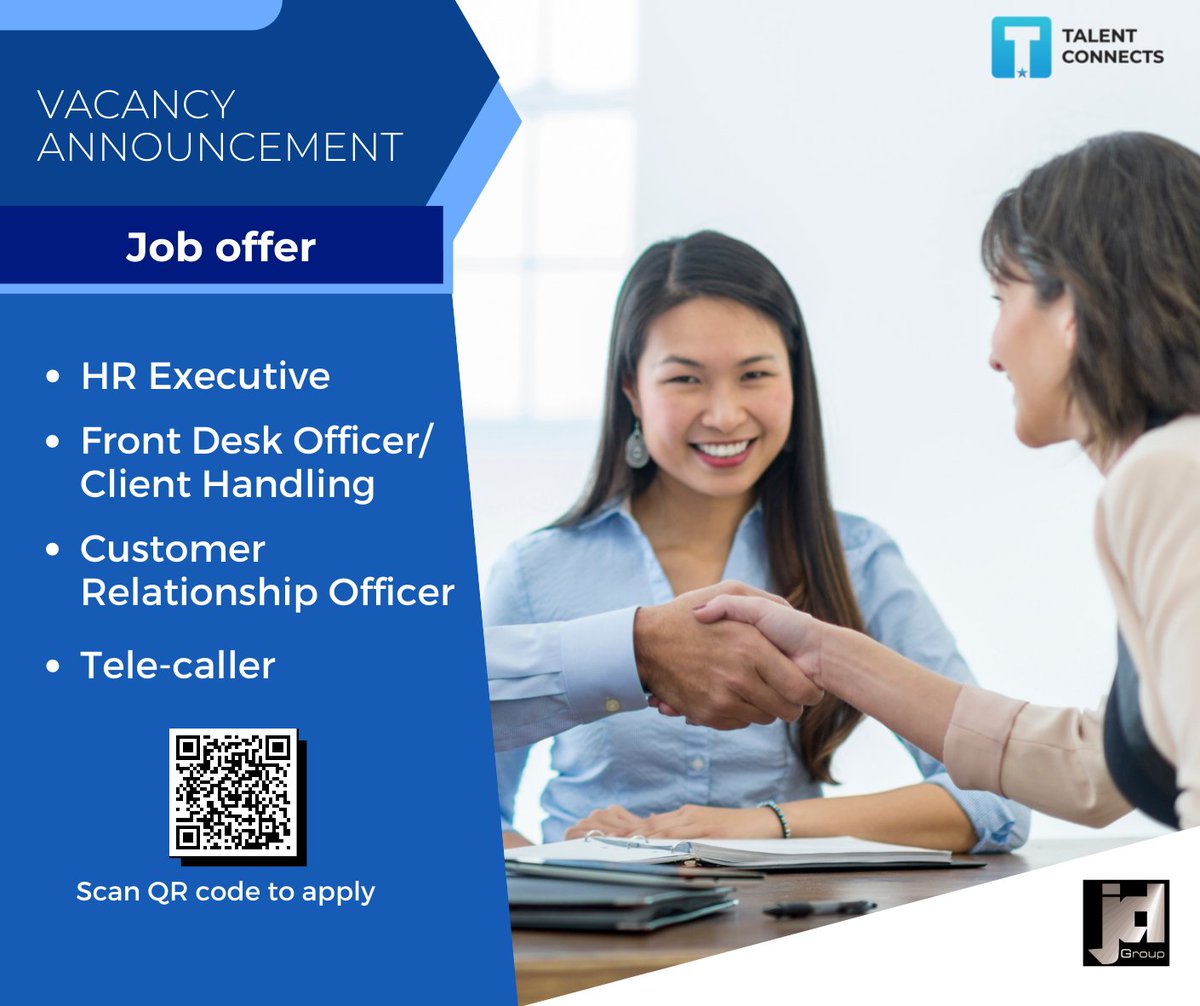 JD Group is hiring multiple positions !

Interested and eligible candidates can apply for the job using the link below:
talentconnects.com.np/company/jd-gro…
or Scan the QR Code
#jobs #hrexecutive #frontdeskofficer #clienthandling #customerrelationshipmanager #telecaller #Nepal #talentconnects