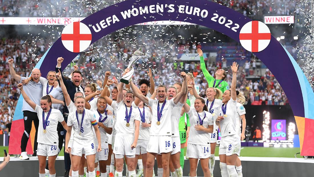 🏆📣 A CONQA Congratulations to England on their historic win at the Euro 2022. The Lionesses have won their first major woman's tournament in a dramatic final against their rivals and eight-time champions, Germany. 

Photo Cred: CNN 

<a href="/Lionesses/">Lionesses</a> @WEURO2022
#WEURO22 #Lionesses