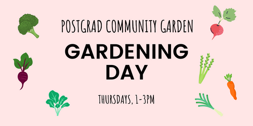 For any green-fingered postgrads, gardening newbies, or just looking for some well-earned respite from dissertation season - come along and tend to your community garden! 🍃

Find us at Wentworth Block D, where we'll be watering, weeding and doing all things plants! 🍄