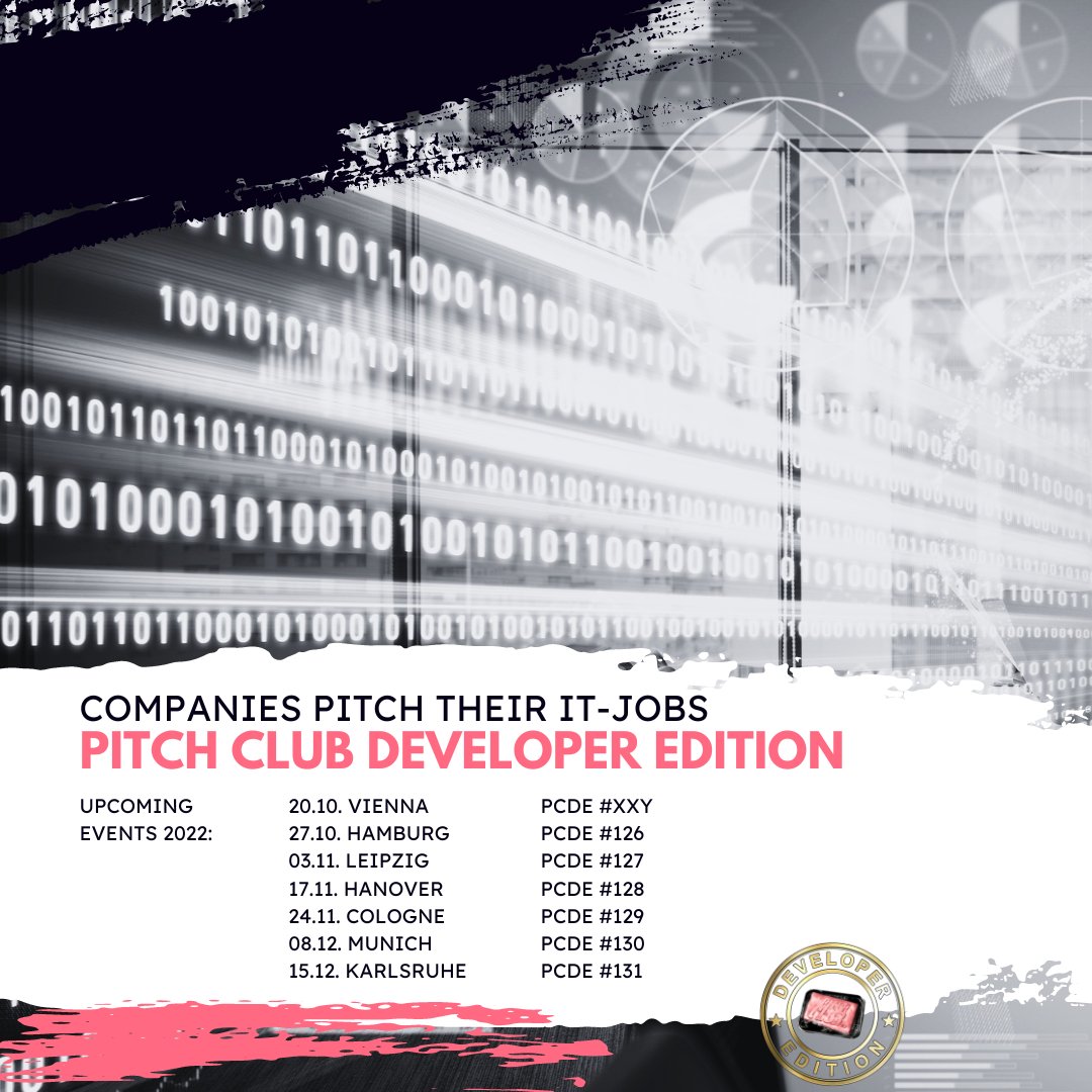 PitchClubFFM's tweet image. Even during the summer break we are looking ahead! In the second half of 2022, there are still a few dates waiting for interested #softwaredevelopers. Register now for free at pcde.io/?q=tw and get convinced by #ITLeads from a wide variety of companies!
