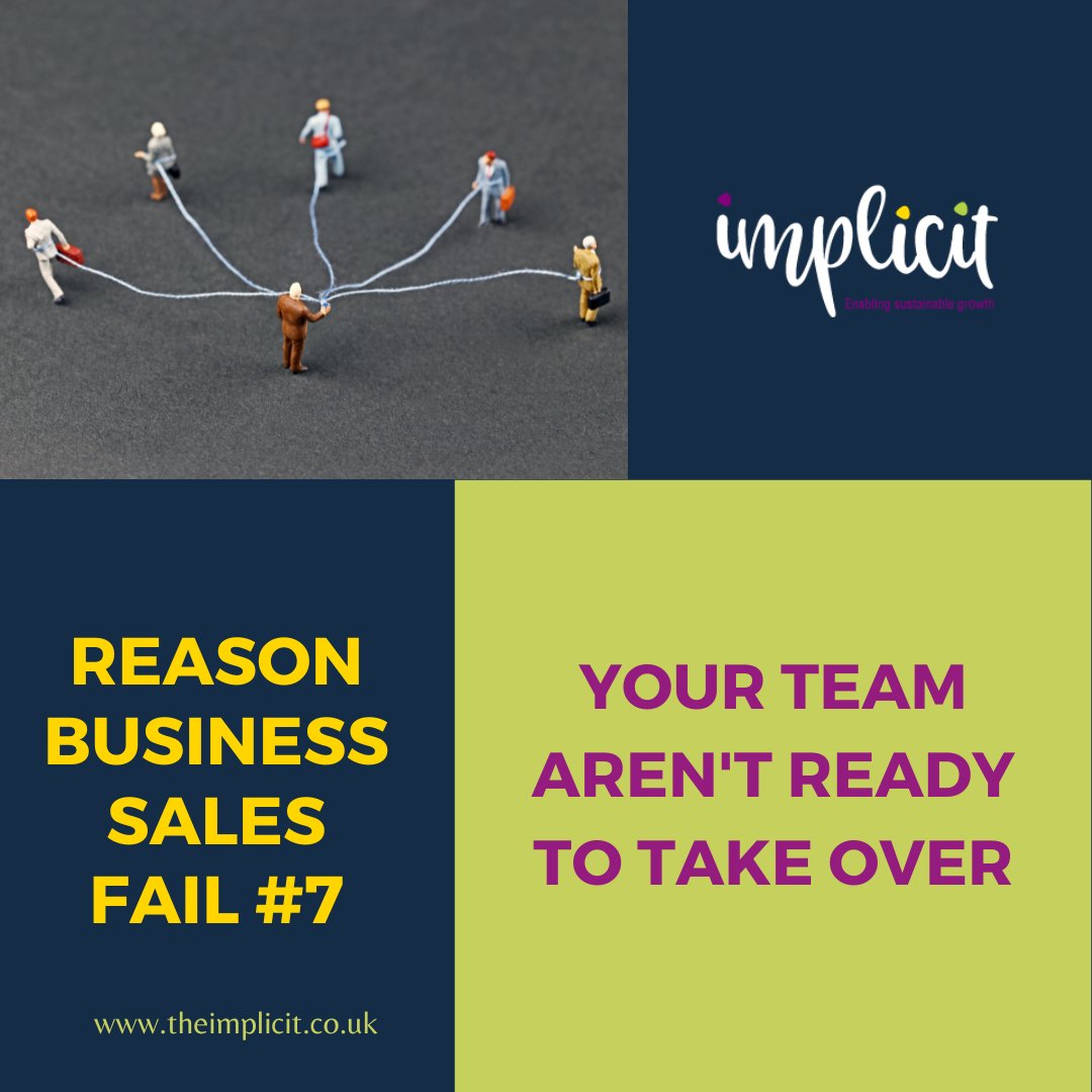 implicit_coach's tweet image. Reason Business Sales Fail #7

A common reason for failure is your team are just not ready for you to cut the cord.

ow.ly/mrA950JXZNu

#growthcapital #funding #corporatefinance #privateequity #executivesandmanagement #founder #entrepreneur #entrepreneurs #acquisition