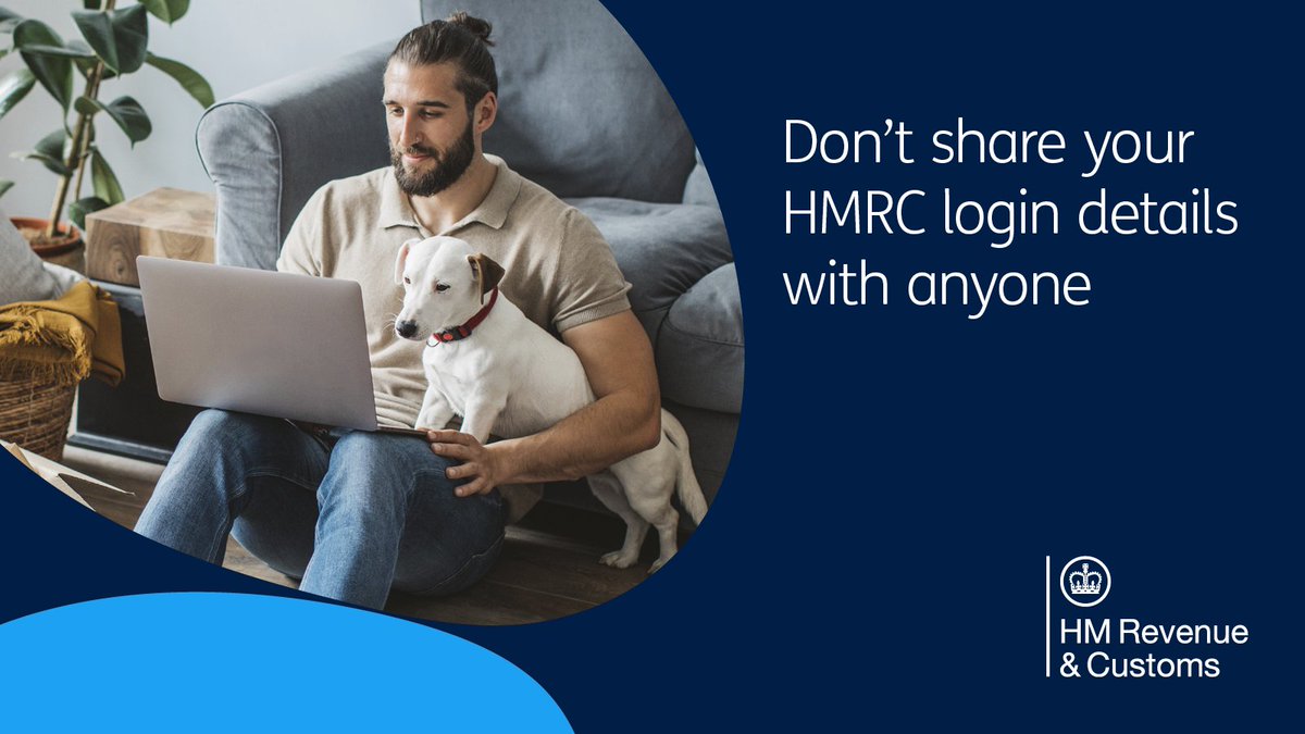 HMRCgovuk's tweet photo. Don’t share your HMRC login details with anyone, including your tax agent. Treat them with the same amount of care as your bank details. For more advice on how to stay safe online, visit Cyber Aware 💻 https://t.co/bs03f20HVi https://t.co/neiDEwkL7h