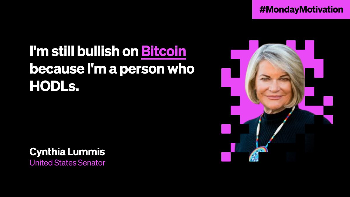 okx's tweet photo. #MondayMotivation 💪 @CynthiaMLummis

U.S. Senator Cynthia Lummis, known on Capitol Hill as the "#Crypto Queen", is said to be a #Bitcoin hodler since 2013. 🚀 https://t.co/ESAK4960M4