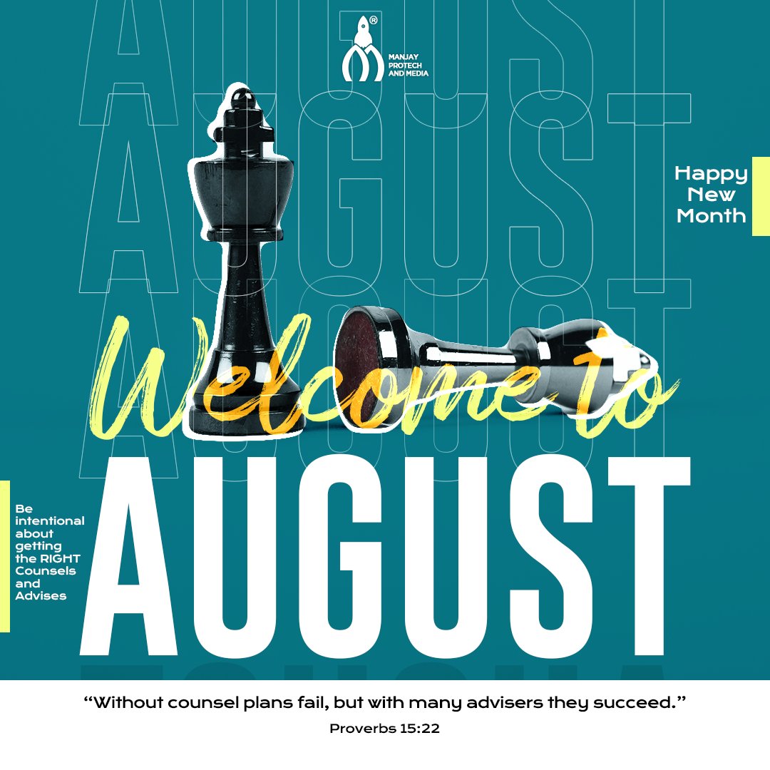itz_manjay's tweet photo. “Without counsel plans fail, but with many advisers they succeed.” Proverbs 15:22
In this new month be intentional about getting the RIGHT Counsels and Advises
#happynewmonth
#august
#augustdesigns
#christiancreative
#manjay
#manjayprotech https://t.co/SOxn76764s