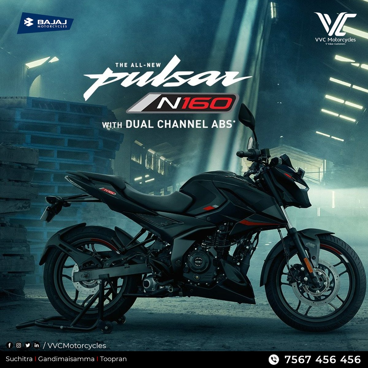 vvc_group_'s tweet photo. The pinnacle of safety.
For More Details, Call Us - 7567456456
#PulsarN160 #PowerPrecisionControl #UnadulteratedThrill #Pulsar #N160 #FeelTheThrill #MakeYourThrill #RuleTheStreets #StreetRiders #Pulsar #Bike #Bikelife #Ride #Biker #Motorcycle #Vvcmotorcycles #Motorcycles https://t.co/Z9NFM0AmKp