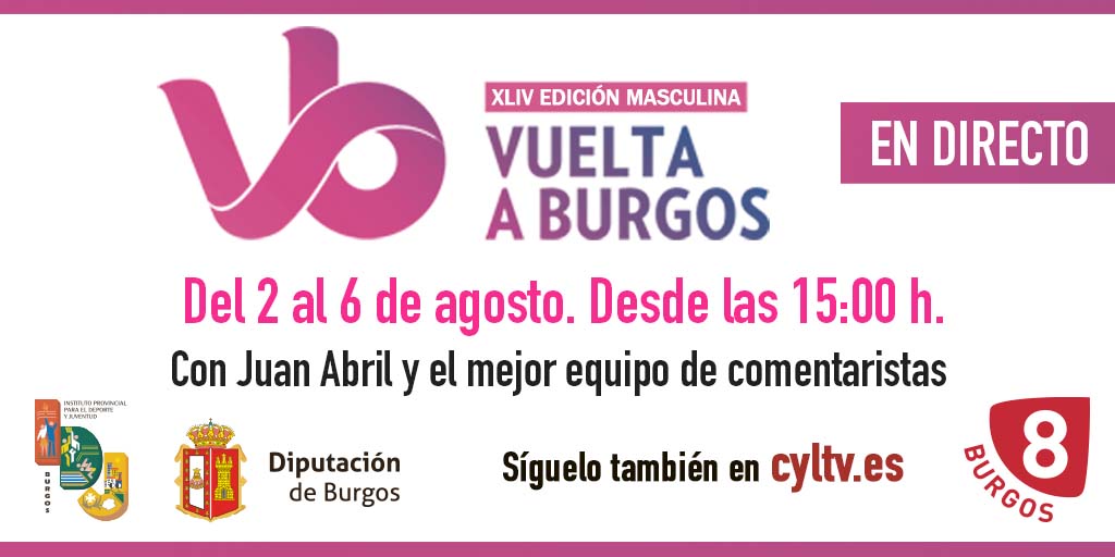 la8burgos's tweet photo. DEPORTES 🚴‍♂️ |  La @VueltaBurgos está calentando motores¡¡¡¡. Vive todos los finales de etapa en @la8burgos de la mano de Juan Abril, @JoseArturoCasPe e @IsidroRevilla. https://t.co/Dbp3VZnEzu
