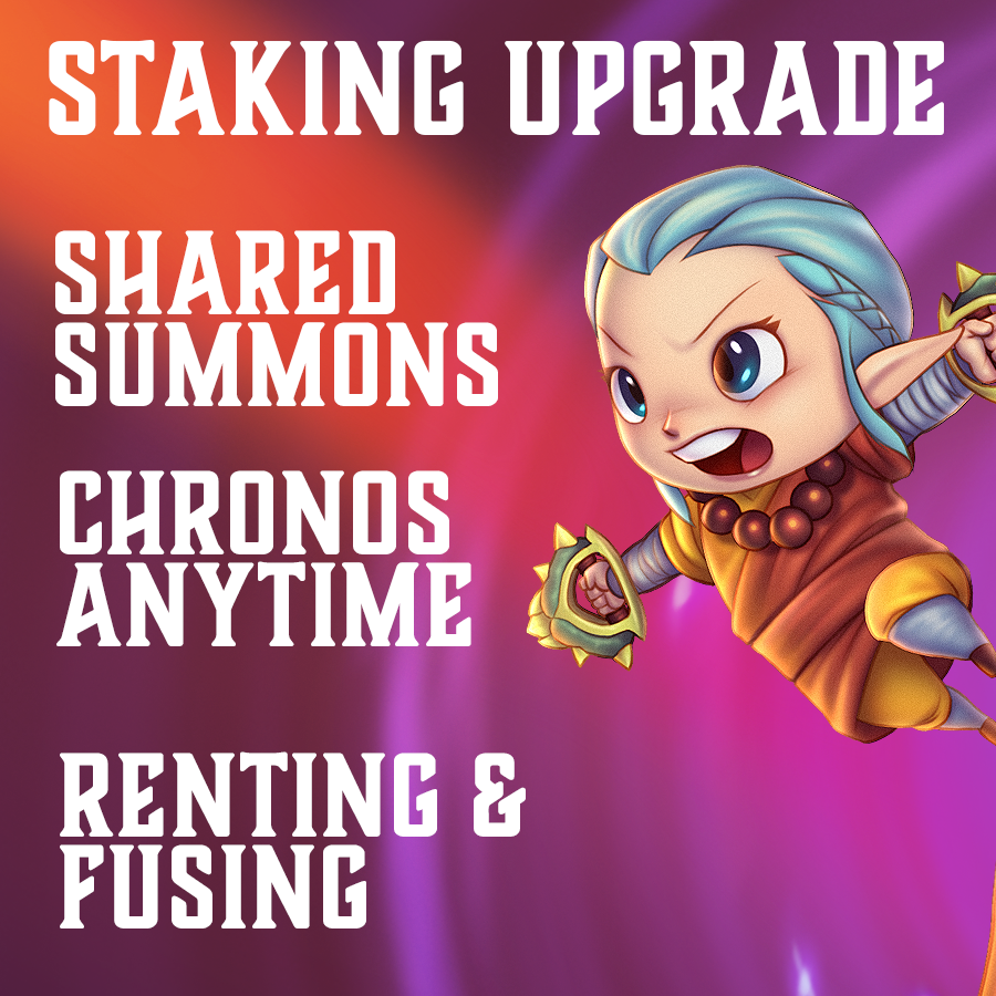 playchronoforge's tweet photo. ⚠ Staking Upgrade ⚠

1️⃣ Lend and borrow staked Adventurer NFTs for summoning 
2️⃣ Claim Chronos at anytime without unstaking
3️⃣ Staked Adventurers are capable of renting and fusing (burning) closer to game launch 

♥ @mrdogberto https://t.co/2Bq3ZkYxE5