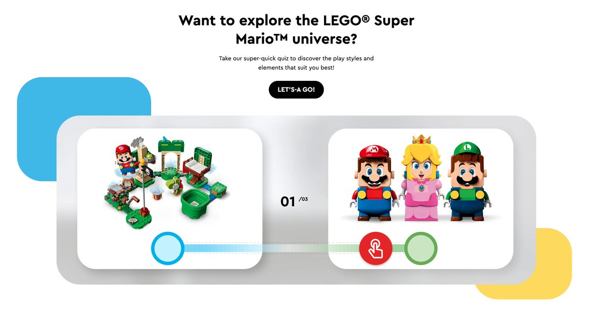 **New campaign** Want to explore the LEGO® Super Mario™ universe? Take our super-quick quiz and let's-a-go! 
lego.com/en-gb/themes/s…