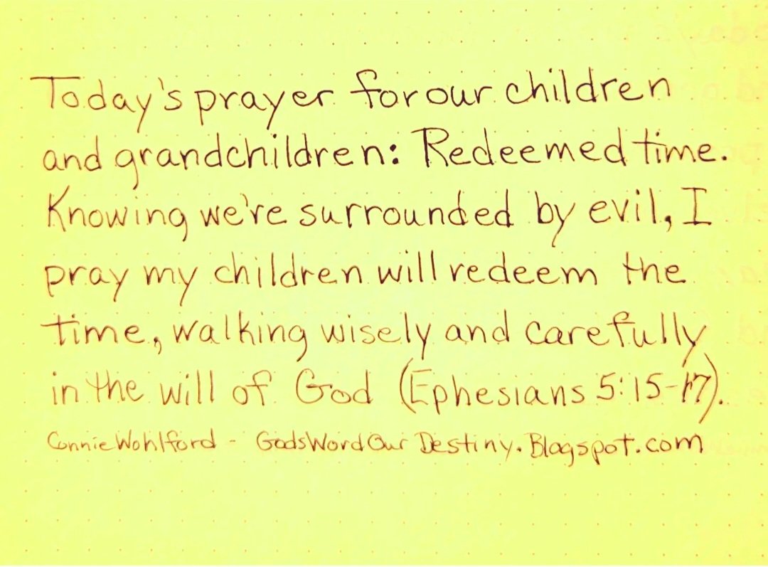 wohlford_connie's tweet image. Today  ...

#redeemthetime #redeemedtime #time #redeem #redeemed #days #evildays #walk #wise #walkwisely #wisdom #carefully #care #walkcarefully #GodsWill #will #prayforchildren #GodsWordOurDestiny GodsWordOurDestiny.wordpress.com
