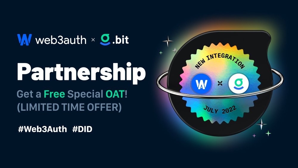 DIDbased's tweet photo. 🥳Torus Wallet powered by @Web3Auth has integrated .bit!

To celebrate the integration, we are launching a #Giveaway #Airdrop 

🎁 2*free .bit accounts (4 digits)
🎁 3000*Integration #OAT 

🗓️End: August 8
👉To enter: https://t.co/QbNemsMKGi

#DID #Web3
@cctip_com rewards nwNpzf https://t.co/PfCNIrJDfl