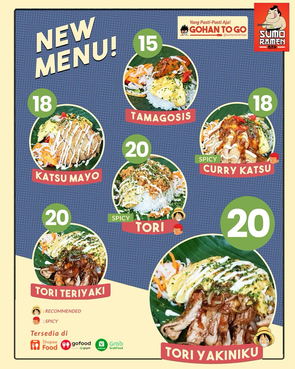 Makan apa ya? Lagi pengen nasi? Di Sumo Ramen Bar ada menu baru loh..
Gohan To Go!!
Yuk cobain