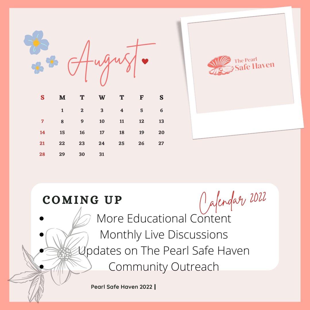 PearlSafeHaven's tweet photo. Happy New Month! It is never too late to start working on your goals. This month at The Pearl Safe Haven, we continue to educate and share information about SGBV, &amp; host our exciting and informative monthly live discussion. #NoSilenceNoShame #PearlSafeHaven #EndViolenceNow https://t.co/SxM0qZLJDZ