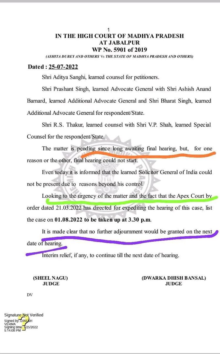 NEYU4INDIA's tweet photo. 25th July : Hon'ble High Court stated that "No further adjournment would be granted on the next date of Hearing" and listed the case on 1st Aug.
1st Aug : Now the court said that the case will be heard from 16th Aug.
Chal kya rha hai ye..??
#ResolveOBCReservationCase https://t.co/kLEBRJyZBG