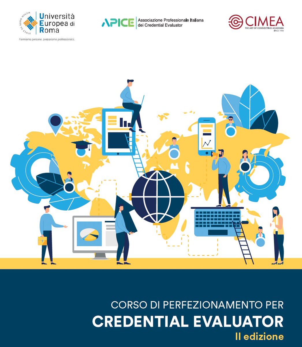 CIMEA_Naric's tweet image. Registration is now open for the 2nd edition of the specialisation course for Credential Evaluators organised by @UniEuropeaRoma #APICE and @CIMEA_Naric 

👥Join the credential evaluator community
📢 Registration deadline: 30/09
ℹ️ bit.ly/3oXfSp7