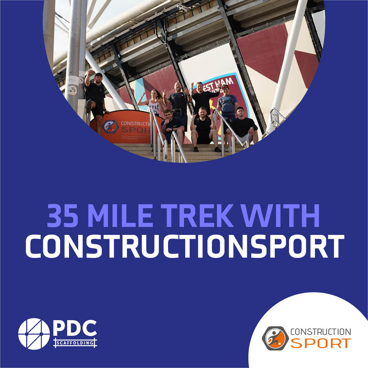 PDC_Scaffolding's tweet photo. On Thursday PDC Scaffolding took part in a 35 mile trek organised by @construct_sport, to benefit two lads, Martyn Guest &amp; Steve Hall, who play a part in our construction network and have both been diagnosed with cancer

Read more below:
https://t.co/T3KBV4HMIR 
#fundraising https://t.co/0EPJmRRSee