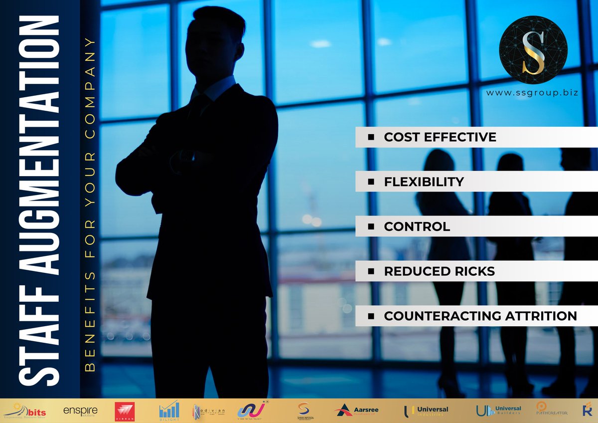 SSGroupCompany1's tweet photo. SS Group Staff Augmentation Benefits for your company

*Cost Effective 

*Flexibility

*Control 

*Reduced Ricks 

*Counteracting Attrition

#SSGroup #StaffAugmentation #Benefits #CostEffective #Flexibility #Control #ReducedRicks #Counteracting #Attrition https://t.co/AhD6pc1IxL