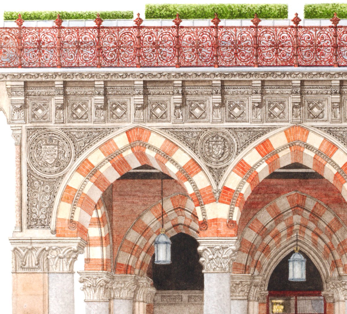 Detail of my #watercolour #painting 'Entrance, St Pancras Hotel' exhibited in the 'Winners : Award Winning Artists 2020-2022' Exhibition <a href="/mallgalleries/">mallgalleries</a> - on till 6th August 2022 - works also available to view and buy online at : mallgalleries.org.uk/whats-on/exhib…