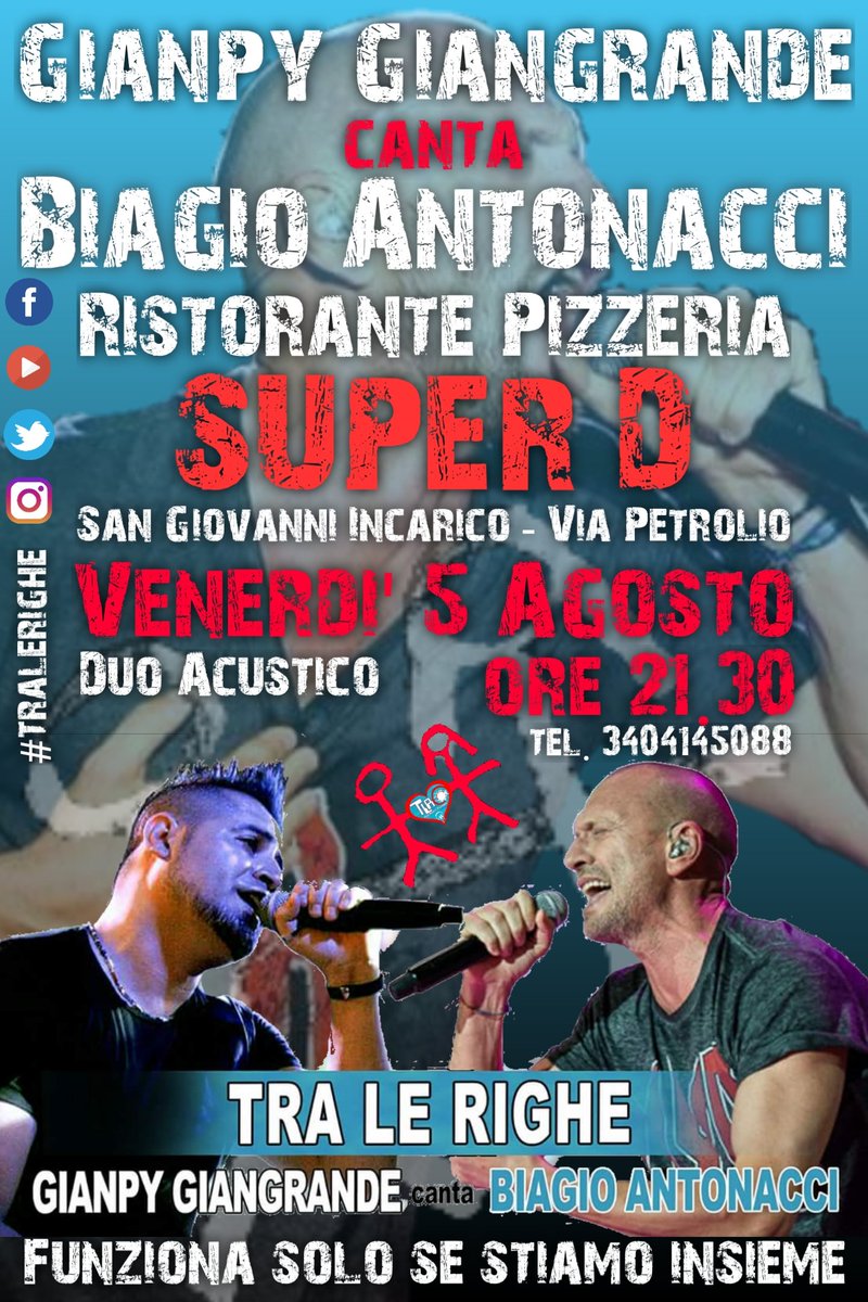 TLRtributeband's tweet photo. Ci vediamo venerdì... Gianpy Giangrande canta @BiagioAntonacci https://t.co/Lq0OeBlNoA