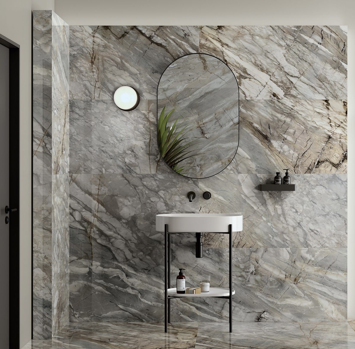 The stoking stone effect of this high quality polished porcelain tile will enhance any space. Suitable for use on both walls and floors you can create a continuous natural stone look throughout the room. 
Check out our full range of stone effect tiles in store or online today!