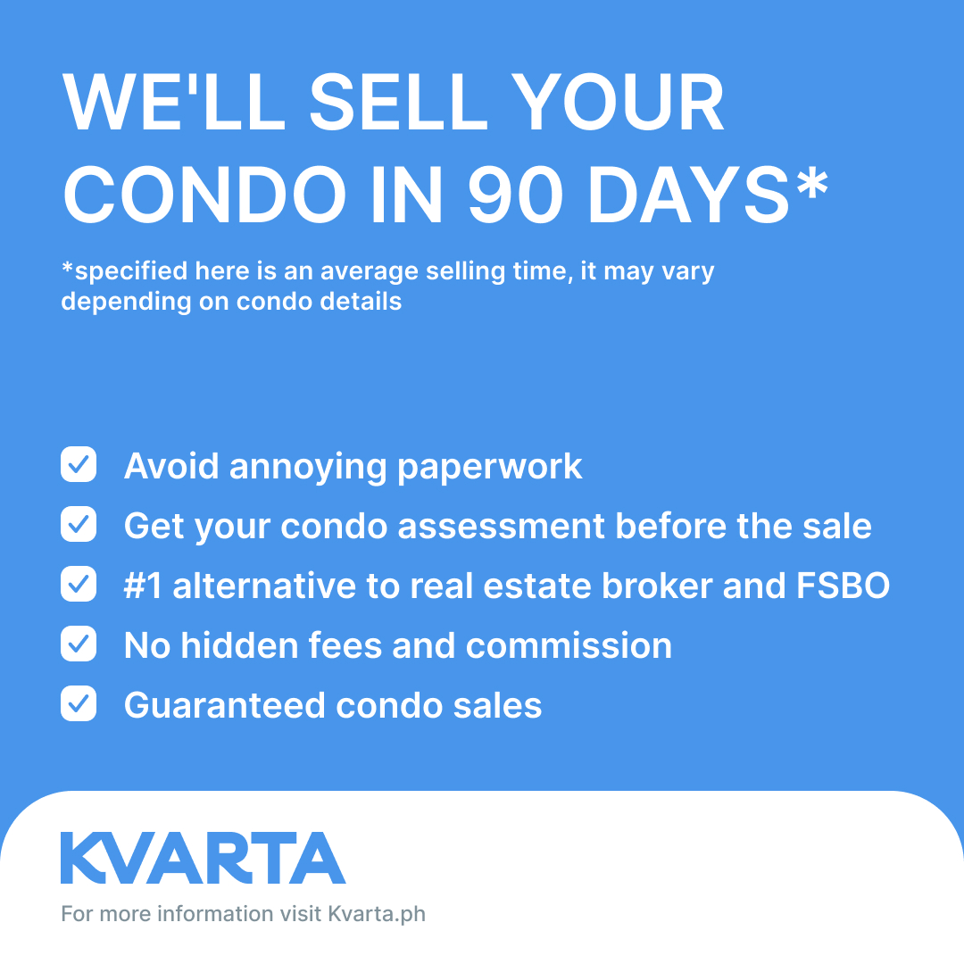 KvartaPh's tweet photo. We'll pay you ₱50,000 for a 5-month exclusive right to market your condo so we will have to act fast
- Fixed condo sale price
- Dedicated team of documentary processing experts
- Stringent standards for all listed condos
https://t.co/UBhPVpDfi0