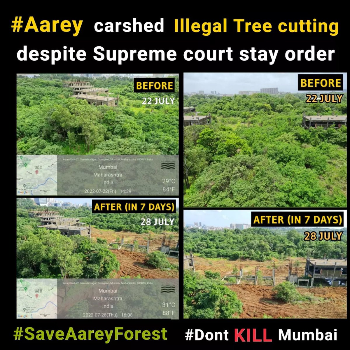 cassynaz's tweet photo. .@MumbaiMetro3 &amp; Mumbai Metro Rail Corp are fooling Mumbaikars

Where is the train? 

You locked down Aarey with the help of #MumbaiPolice &amp; abetted in #ContemptOfCourt by allowing trees to be cut https://t.co/R0wcIKNeWN