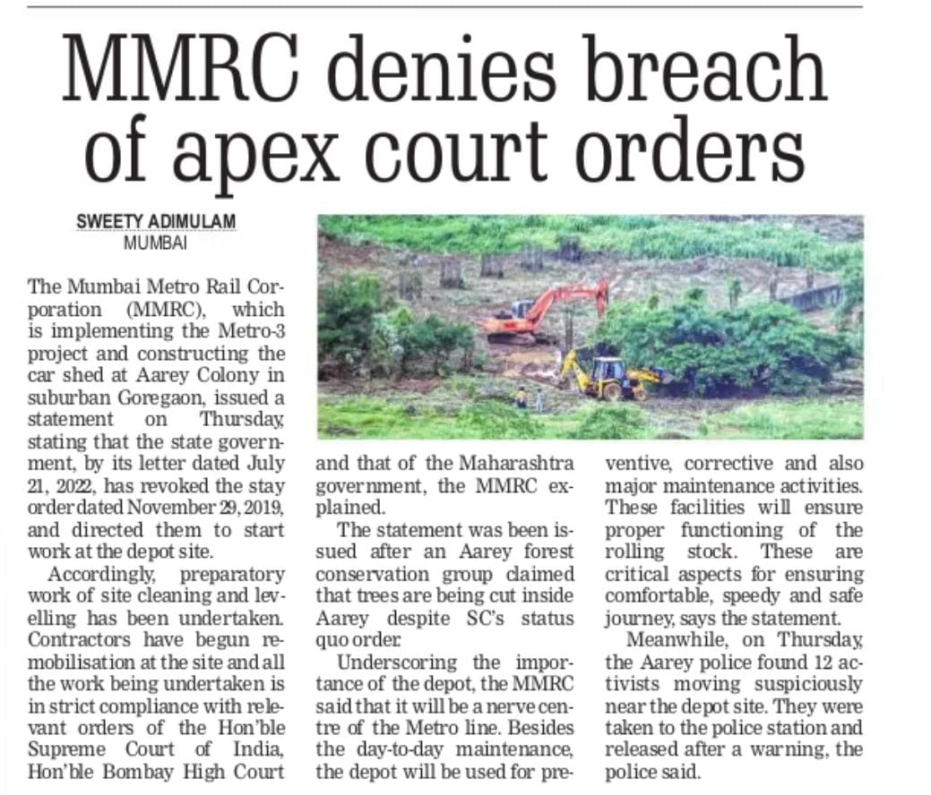 cassynaz's tweet photo. .@MumbaiMetro3 &amp; Mumbai Metro Rail Corp are fooling Mumbaikars

Where is the train? 

You locked down Aarey with the help of #MumbaiPolice &amp; abetted in #ContemptOfCourt by allowing trees to be cut https://t.co/R0wcIKNeWN