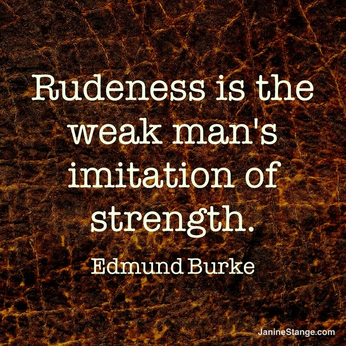 Rudeness is the weak man’s imitation of strength. - Edmund Burke