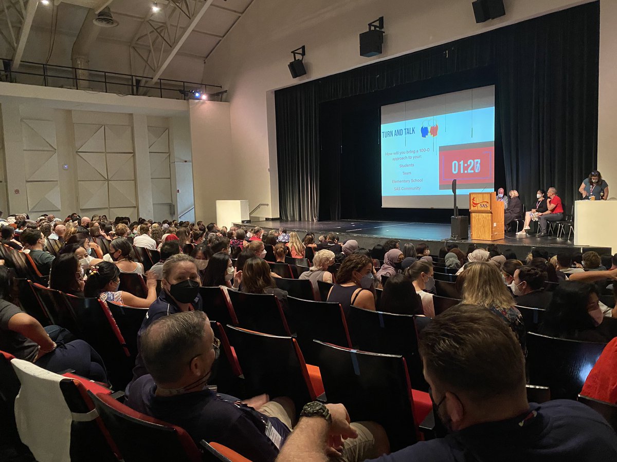 Opening assembly with SAS elementary faculty and staff this morning. David Hoss,principal, reinforcing the importance of relationships, ensuring joy and purpose in teaching and learning, and being responsible for bringing your best every day. 
#sasedu
<a href="/SAmericanSchool/">Singapore American School</a>