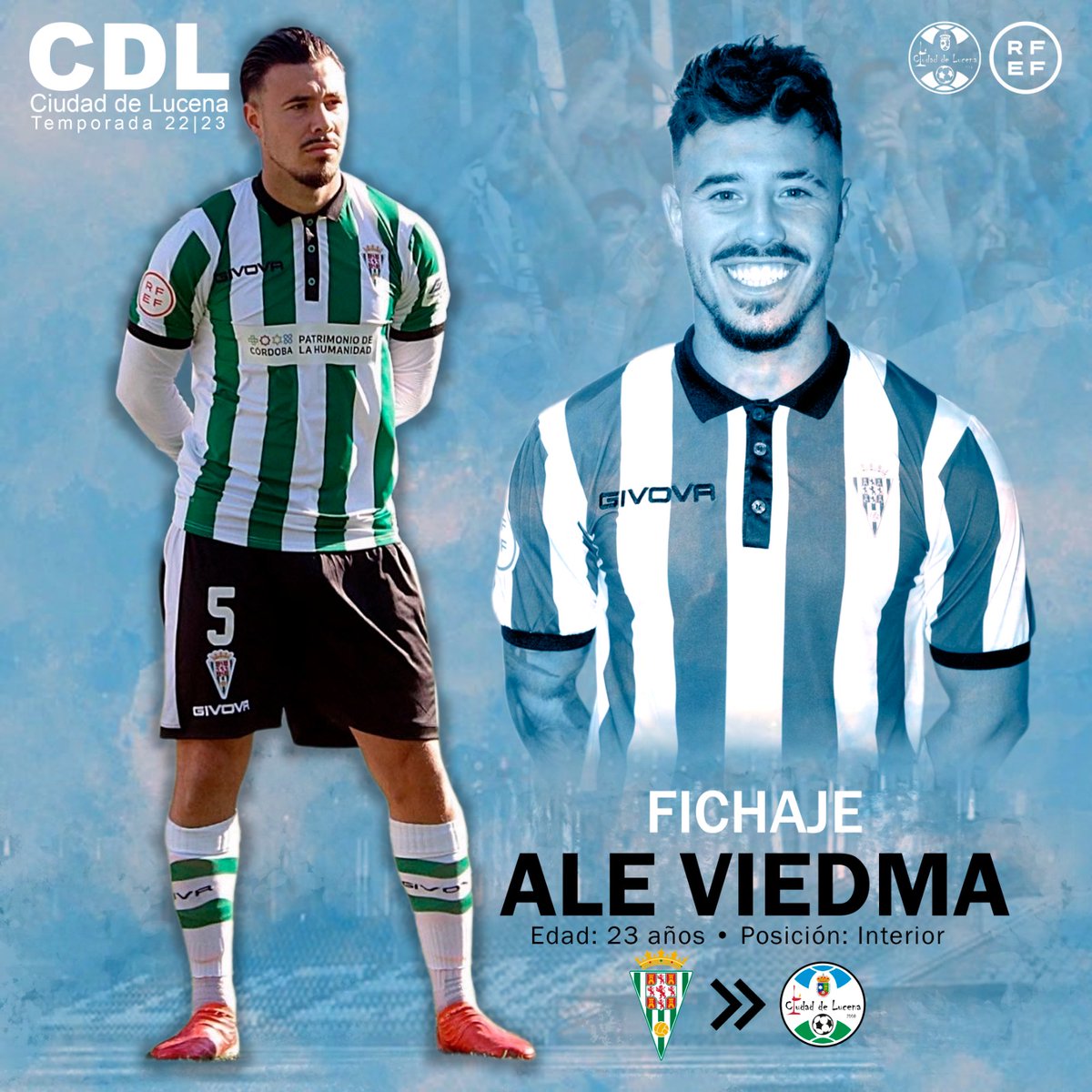 ✅ 𝙁𝙄𝘾𝙃𝘼𝙅𝙀 | Alejandro Viedma, un centrocampista con 𝗰𝗮𝗹𝗶𝗱𝗮𝗱 𝗱𝗶𝗳𝗲𝗿𝗲𝗻𝗰𝗶𝗮𝗹 para el Ciudad de Lucena 💪💙