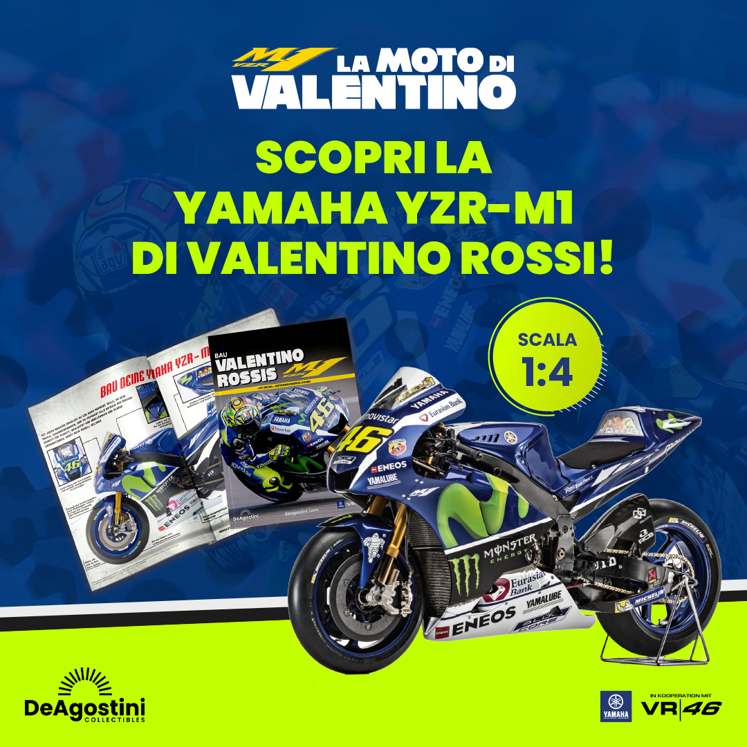 deagostini_it's tweet photo. 🏍️ Design slim, profilo snello, quattro cilindri, oltre 200 CV. Vuoi scoprire tante altre curiosità sulla moto di Valentino Rossi? Costruisci passo dopo passo la moto e abbonati su https://t.co/trk194JrFU. Con ogni uscita un fascicolo ricco di curiosità e assistenza al montaggio. https://t.co/ilzUgiRocF