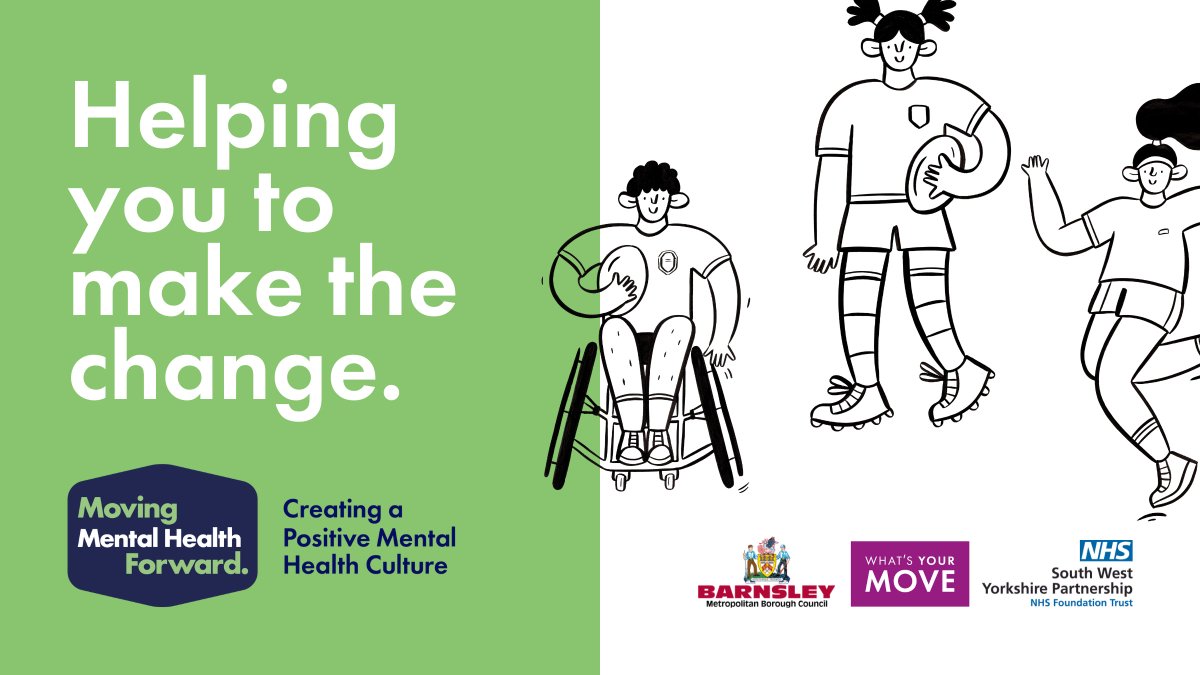 BarnsleyMoving's tweet image. Moving Mental Health Forward encourages sport &amp;amp; physical activity setting in Barnsley to be more open to having the conversation about mental health and provide support to those who need it.

For more information please visit bit.ly/3cUG54G

#WhatsYourMove #MMHFBarnsley