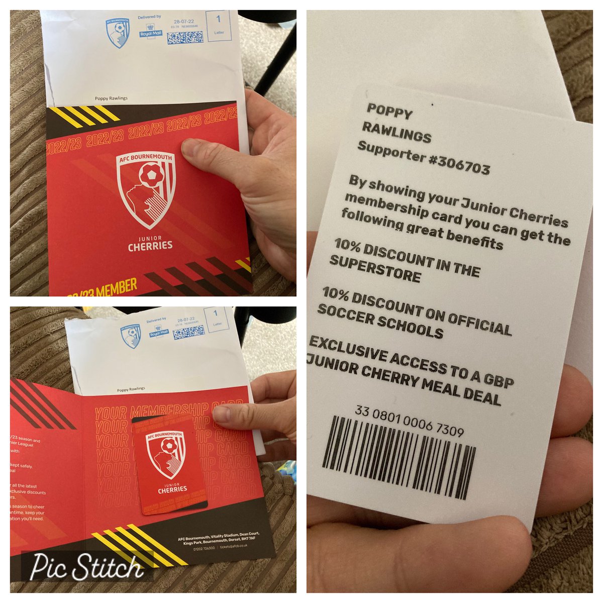 Crawlings86's tweet photo. Me and Poppy where buzzing this morning, Poppy as her first letter from postman pat 😂😂 and me as it brings back my memories of being a Junior Cherry 🍒 back in the 1990s 🍒🍒🔥🔥⚽️⚽️ #afcb #afcbournemouth #juniorcherries #utciad #prouddad https://t.co/R5E0h1lUSE