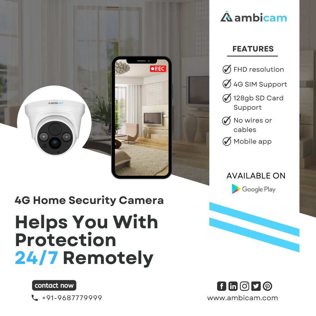 TheAmbicam's tweet photo. Ambicam 4G Dome security camera provides live security footage of your premises on your phone📱.
4G Dome Camera Features:
✔️Cloud Storage
✔️Sim Based Camera
For More Details: https://t.co/ThqDVa34Md
#ambicam #homecamera #wificamera #wifidomecamera #cctvcamera #homesecurity https://t.co/XkRUyD33z1