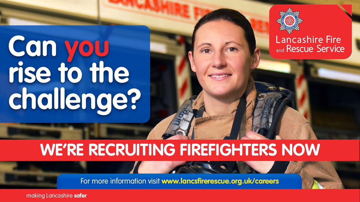 LancashireFRS's tweet image. 🚨 Applications open! 🚨 We're recruiting wholetime firefighters now.

Can you rise to the challenge? 👩‍🚒

Apply now! jobs.lancsfirerescue.org.uk/vacancy/137478