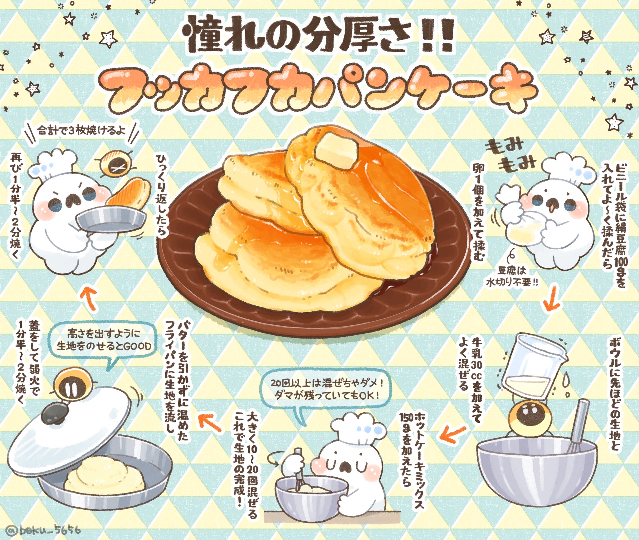 ぼく いらすと料理 普段作っているホットケーキの材料に 豆腐を加えてあげるだけで しっとりパサつかない 夢のような ふかふか パンケーキ に 一度食べたら普通のパンケーキには戻れなくなるのでご注意を T Co Ivollk93lx Twitter