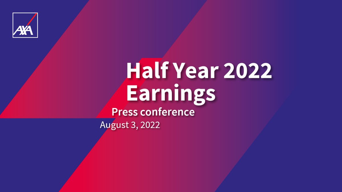 #AXA will release its half year 2022 earnings on Wednesday, August 3 at 7 AM (CEST). Follow the press conference call live from 9 AM on axa.com. 

#AXAResults