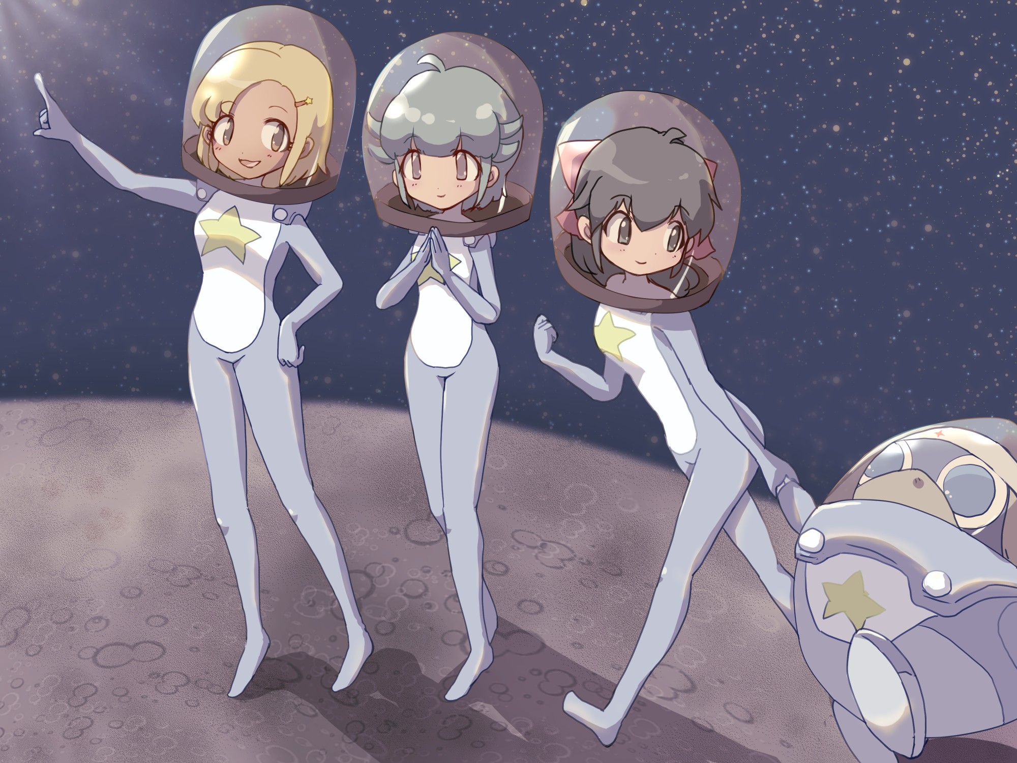 こめな お題箱より ケロロ軍曹のアニメ76話で月旅行に行く話があるのですが そこに未参加だったメンバー 小雪ちゃん 桃華ちゃん モアちゃん等 が月に行くようなシチュエーションを こんな感じで大丈夫でしょうか お題ありがとうございました